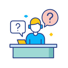  Colorful Help Desk Flat Icon