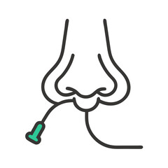 Nose with Nasal Cannula Tube Icon Design