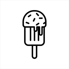 illustration of ice cream icon with black and white flat outline style
