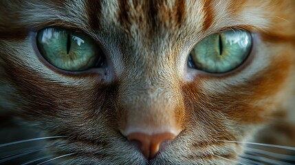 Green eyed ginger cat staring high resolution picture