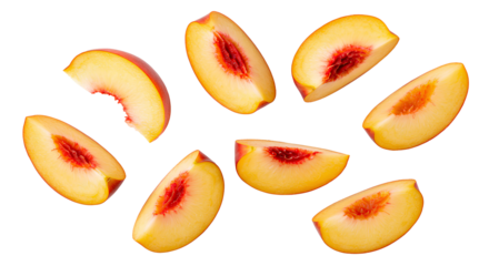 nectarine png. nectarine fruit slices isolated. juicy and ripe nectarine fruit full of water and vitamins png. organic, vegan and vegetarian nectarine png