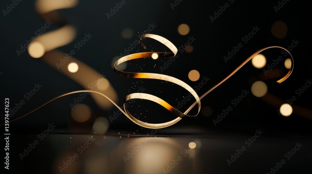 Poster elegant 3d floating streamer icon with curved design for celebrations