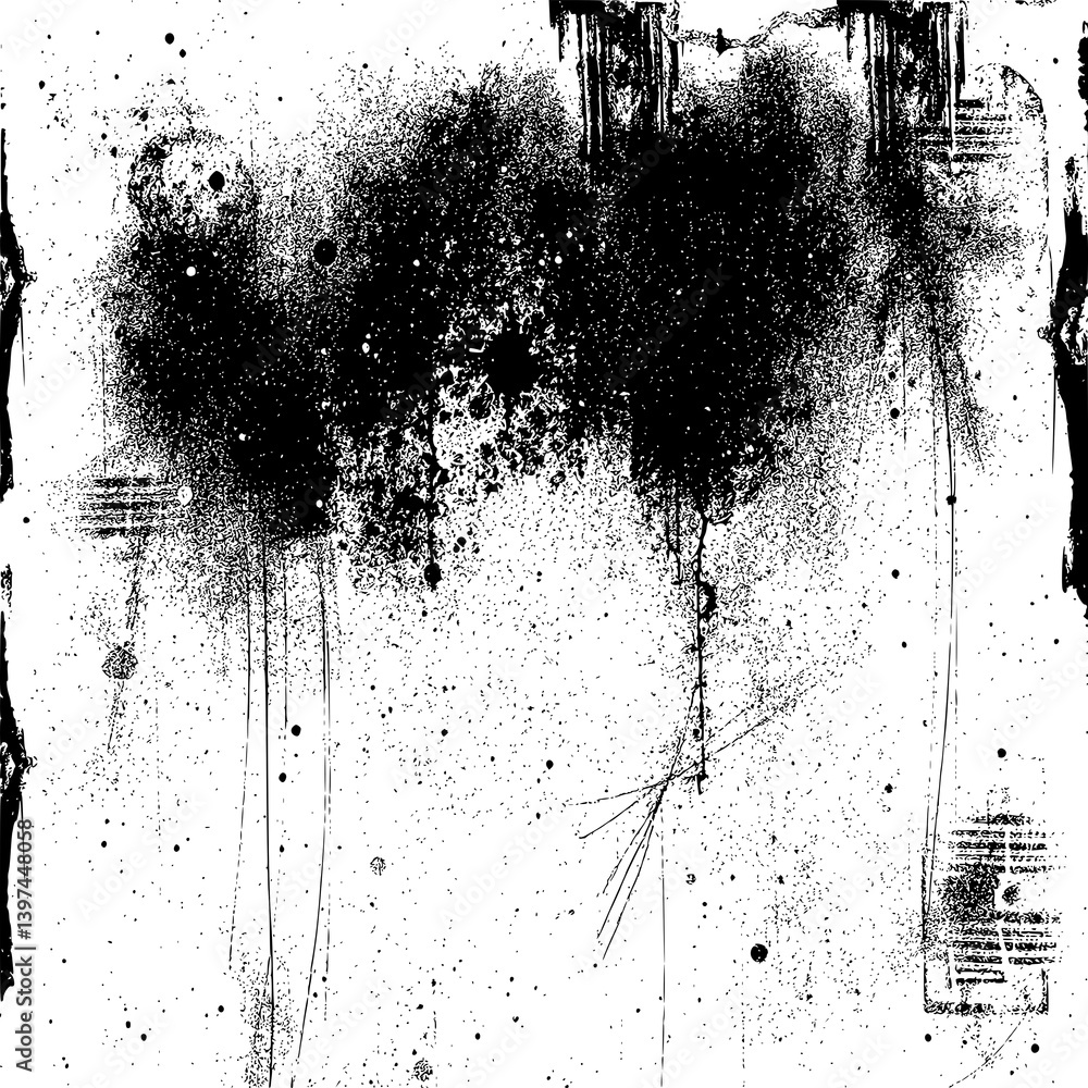 Poster abstract black ink splatter: a striking, high-contrast artistic composition featuring dynamic splash