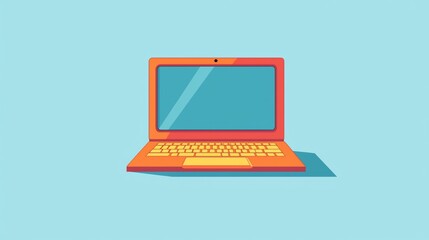 Orange Laptop Flat Illustration