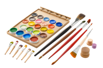 Artistic Couple's Painting Sets for Romantic Evenings Isolated On Transparent Background