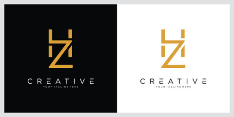 Initial HZ or ZH Logo Design Vector