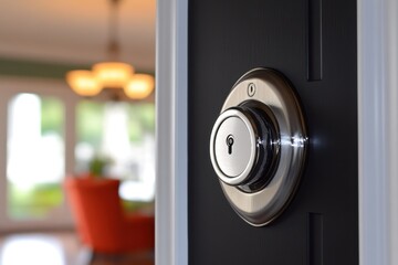 Naklejka premium Modern door lock showcasing security features in a stylish home interior