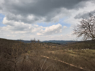 Veveri castle overlooking brno reservoir in early spring, czechia