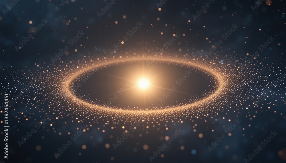 Poster exploring cosmic phenomena celestial bodies outer space digital animation dark environment wide-angl