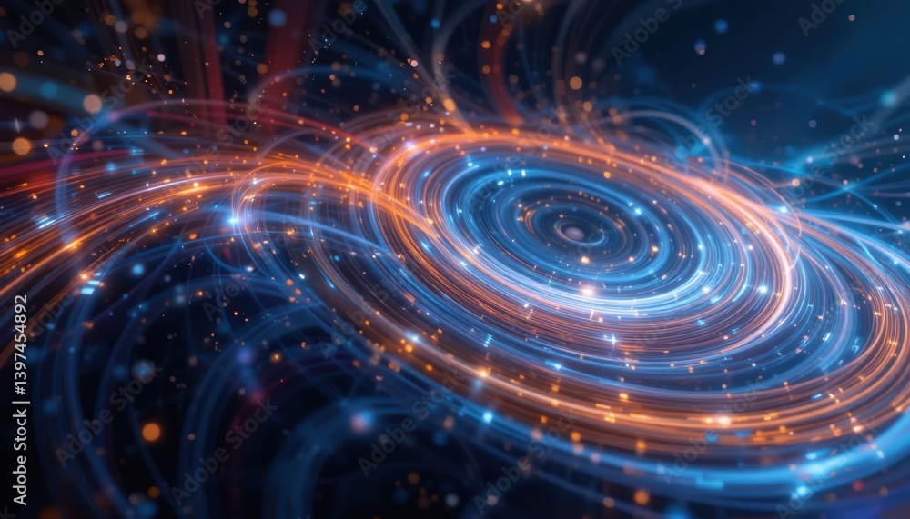 Poster dynamic cosmic swirl digital universe abstract art space environment close-up view energy and motion