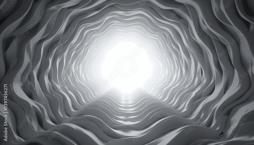 Poster illuminating journey through a twisting tunnel abstract digital art futuristic environment high-cont