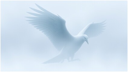 Fototapeta premium A white dove, symbol of peace and freedom, flies in the blue sky