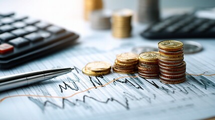 Double Exposure of Coins and Graph Lines with Calculator and Pen