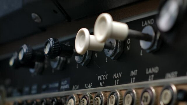 Instrument Panel in Airplane Cockpit CU - Pilot Controls Light Switch