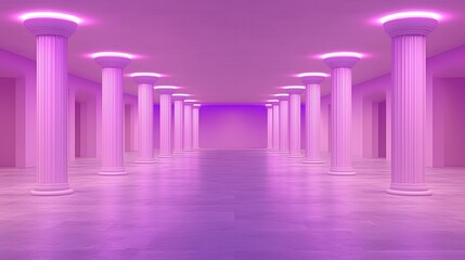 Fototapeta premium Pink colonnaded hallway