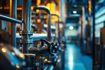 Industrial Sunflower Oil Manufacturing Factory with Tanks and Pipelines, Modern Production Industry, Generative AI