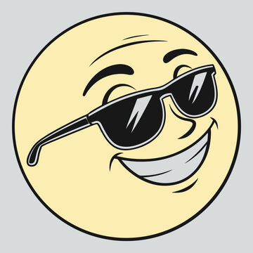 Minimalist emoji with sleek black sunglasses and a confident smirk
