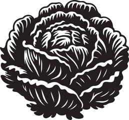 Cabbage silhouette vector art illustration. Cabbage vector icon. 
