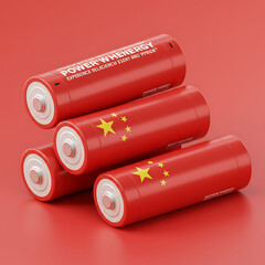 Red Chinese Flag Batteries Power Energy Stack Renewable Clean Sustainable china source future growth