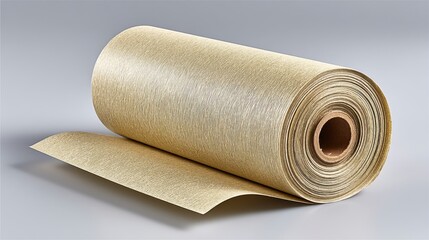 Fototapeta premium Beige Paper Roll with Repeating Pattern on Gray Background