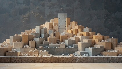 Contemplative art installation contemporary art museum sculpture urban environment indoor view abstract conceptualization