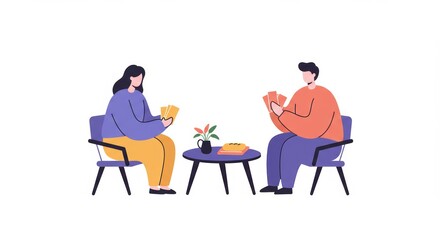 Couple playing cards in cozy setting