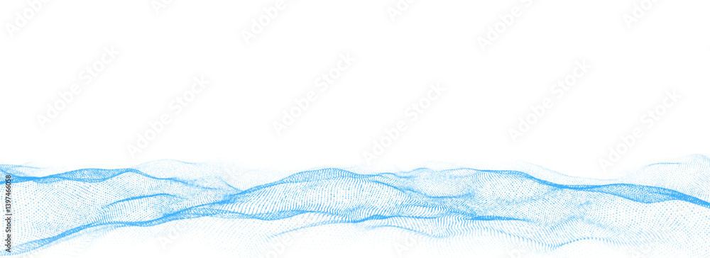 Poster futuristic technology wave. digital cyberspace. abstract vector wave with moving particles. big data