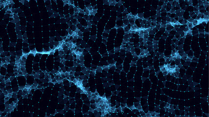 Abstract distorted wireframe wave. Vector curve surface background. Technology grid pattern. Blue mesh wave.