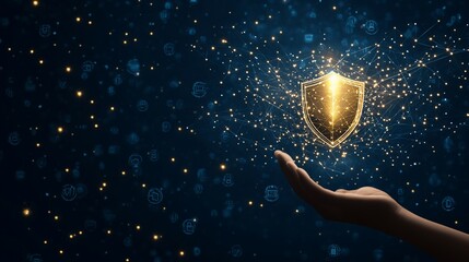 Cybersecurity Protection: Digital Shield in Hand