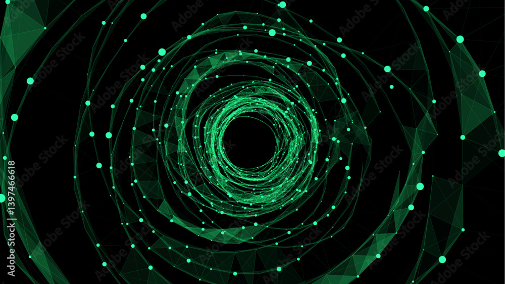 Poster abstract wireframe circular tunnel. vector blue wormhole. 3d portal grid. futuristic fantasy funnel.