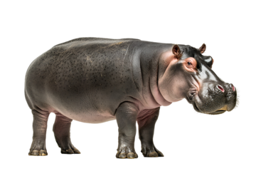 Magnificent hippopotamus portrait unveiling strength and gentle character on black