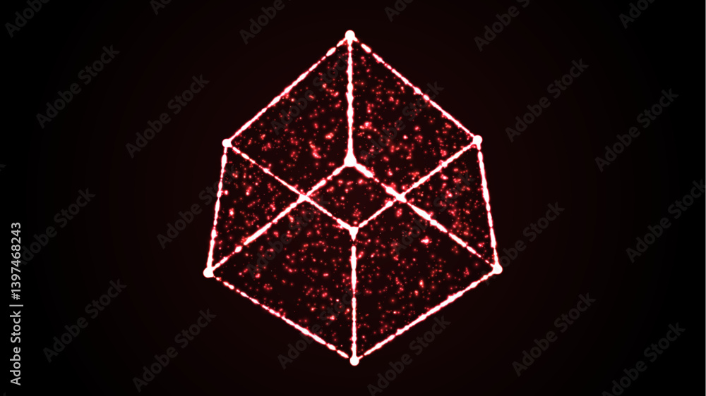 Poster distorted wireframe cubes from different sides. vector abstract geometric 3d objects. technology blo