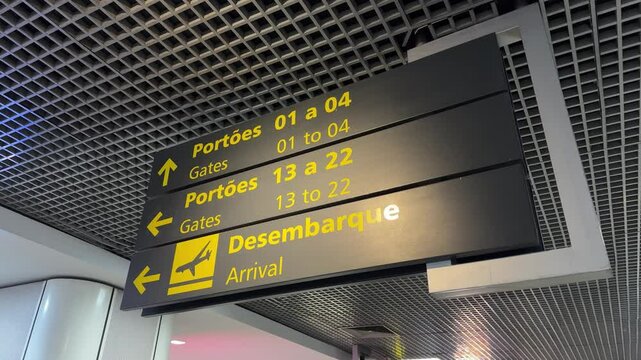S&atilde;o Paulo - SP - Brazil - 04022025 - Orientation sign for the boarding gates at Congonhas Airport.