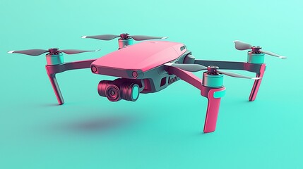 Pink Drone, Teal Background