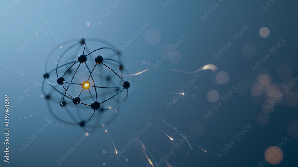 Poster global network sphere: a network sphere illuminated against a gradient background, representing inte