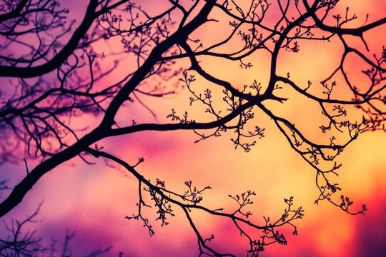 tree branch at sunset