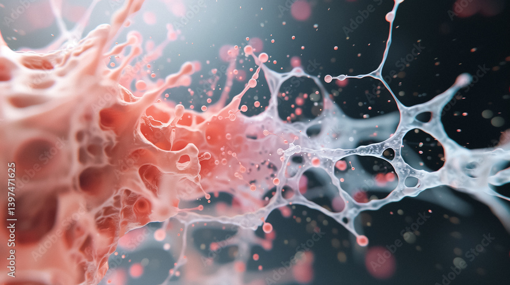 Poster microscopic battleground: a stunning digital illustration depicting the dynamic struggle between cel