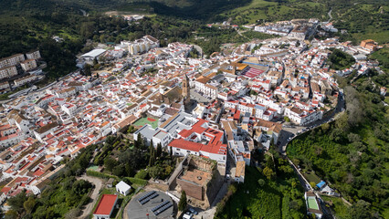 vista aérea de Alcalá de los Gazules uno de los pueblos blancos de la provincia de Cádiz,...