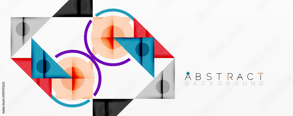 Fototapete geometric shapes overlap, creating vibrant abstract composition. squares, triangles, circles blend w