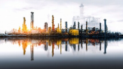 Naklejka premium Modern Energy Factory Concept in Future Industrial Landscape