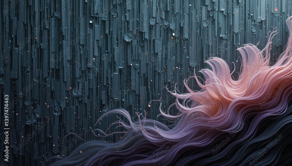 Poster dynamic hair movement abstract background digital art textured environment close-up view creative ex
