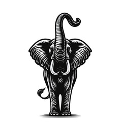 Majestic Elephant with Raised Trunk Vector