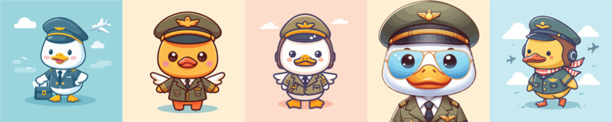 cute duck vector in pilot costume © Jefri Syahputra BKL