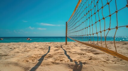 Beach Volleyball Net at a Sunny Tropical Paradise