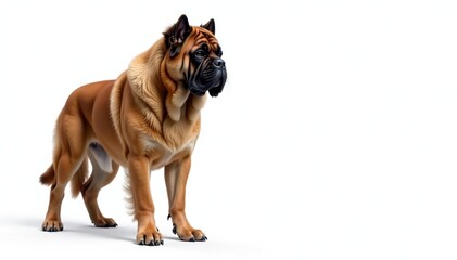 Obraz premium Majestic mastiff, powerful stance, white background, nose, pet photography, isolated