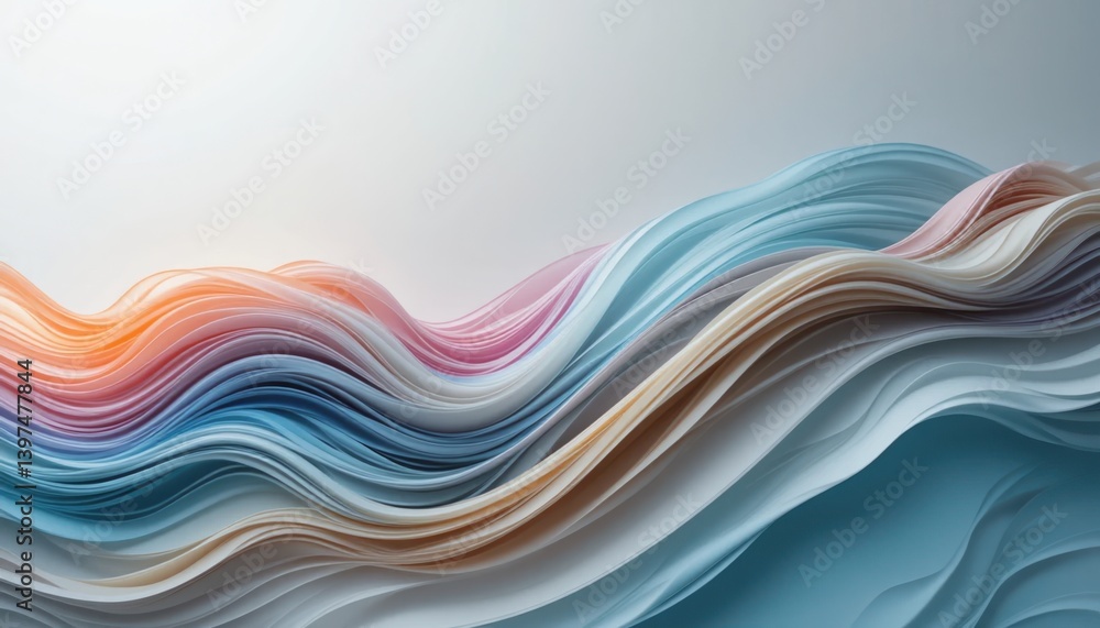 Aufkleber dynamic flow of colorful paper waves abstract art digital creation modern environment close-up view 
