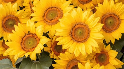 Obraz premium Vibrant Yellow Sunflowers Close Up