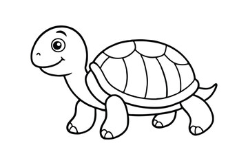 A line art drawing of a tiny turtle walking forward.eps