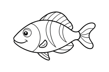 A line art drawing of a parrotfish with a rounded jaw and chubby body.eps