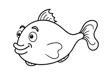 A line art drawing of a silly-looking blobfish.eps